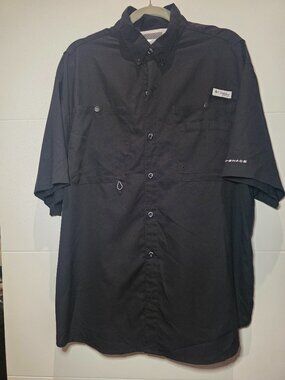 Columbia PFG Men’s Large Black Short Sleeve Fishing Shirt Omni-Shade L
